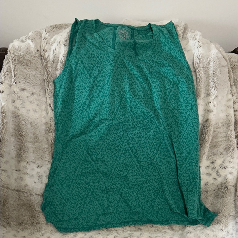 made for life Teal Geometric Pattern Sleeveless Tank
